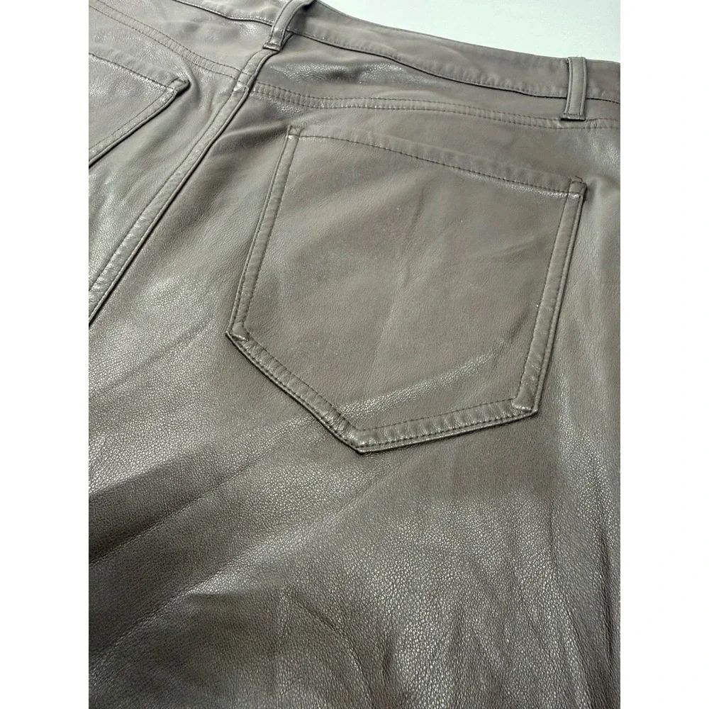 Express 12 Vegan Leather‎ Midi Skirt Brown Straight Front Slit
